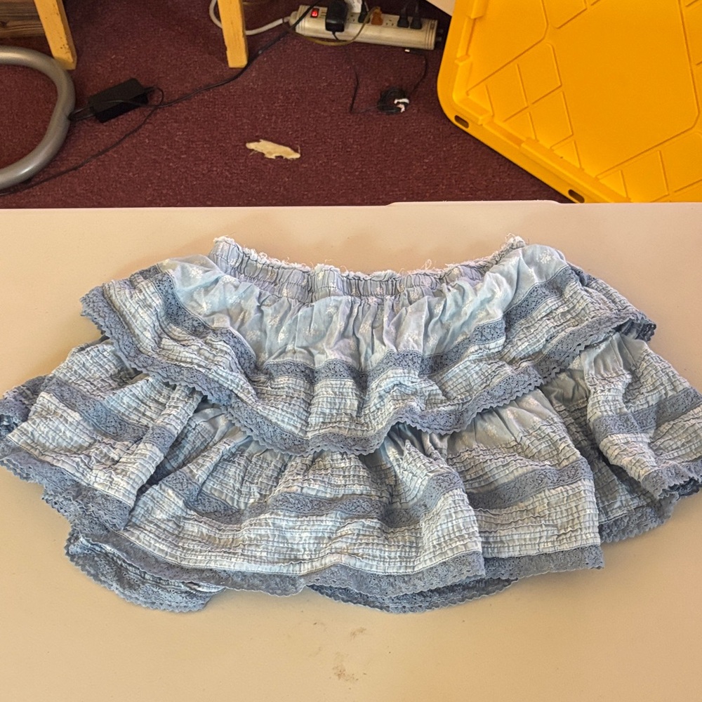 Aerie Light Blue Tiered Mini Skirt